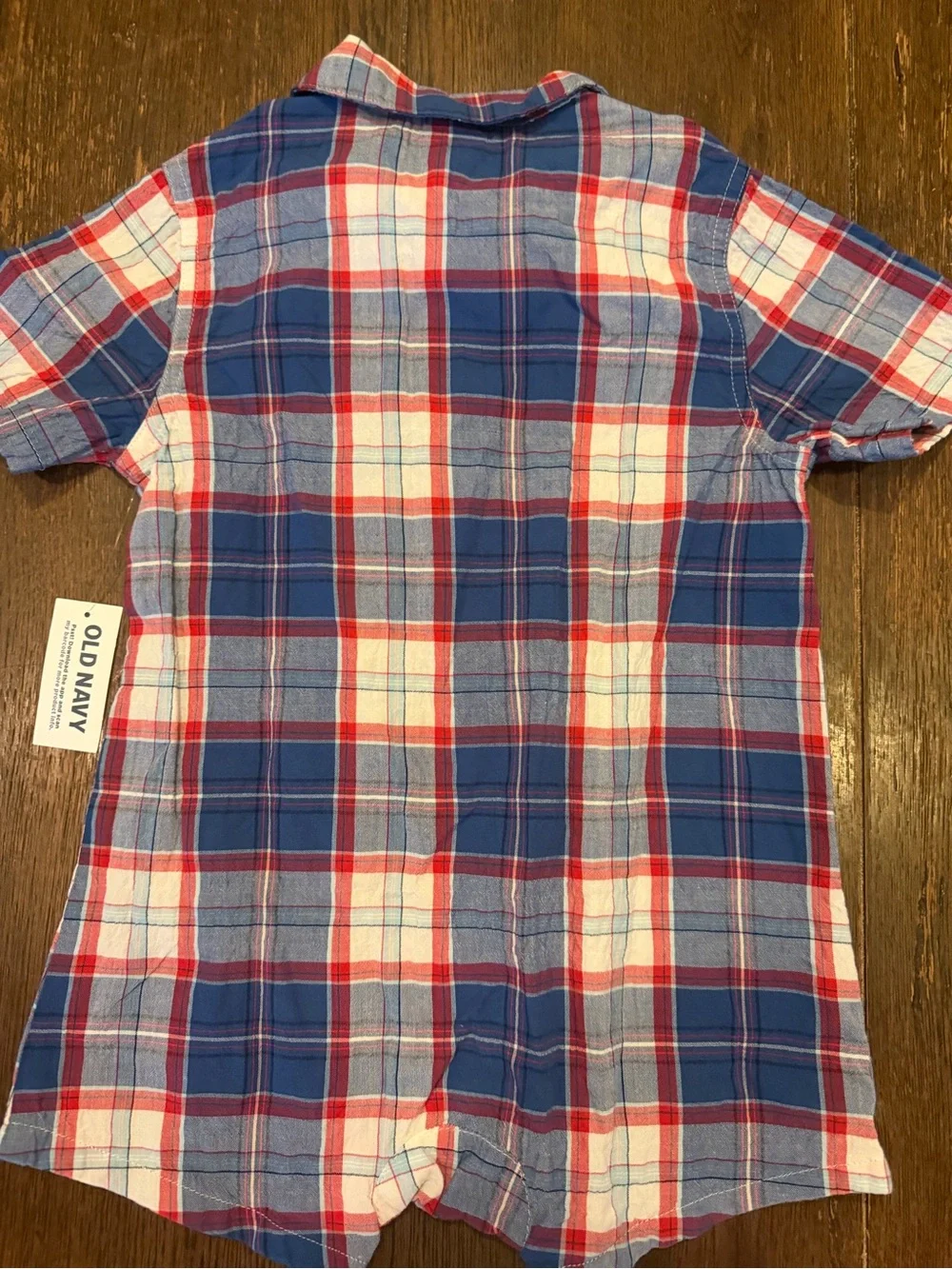 Old Navy Blue, Red & White Plaid Short-Sleeve One-Piece
